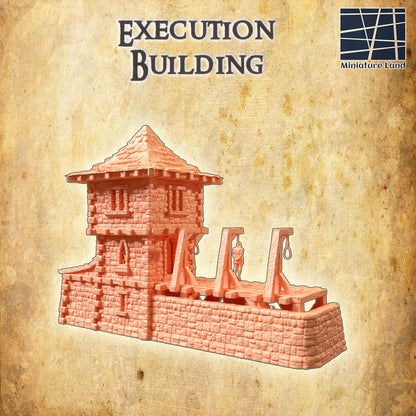 Execution Building - Tabletop Terrain - 28 MM, Tabletop 3D Printed Terrain by MiniatureLand, Perfect for Wargaming and RPGs