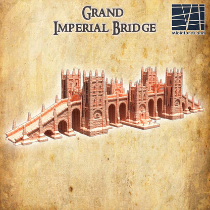 Grand Imperial Bridge - Tabletop Terrain - 28 MM, Tabletop 3D Printed Terrain by MiniatureLand, Perfect for Wargaming and RPGs