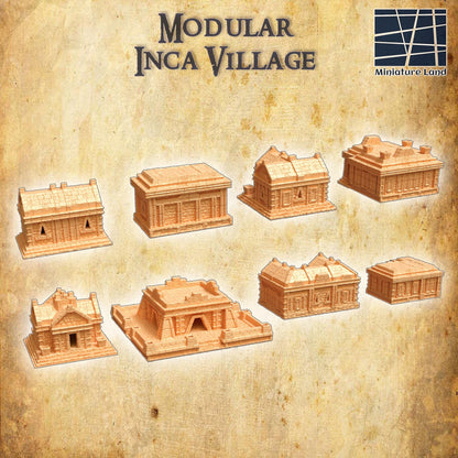 Modular Inca Village - Tabletop Terrain - 28 MM, Tabletop 3D Printed Terrain by MiniatureLand, Perfect for Wargaming and RPGs