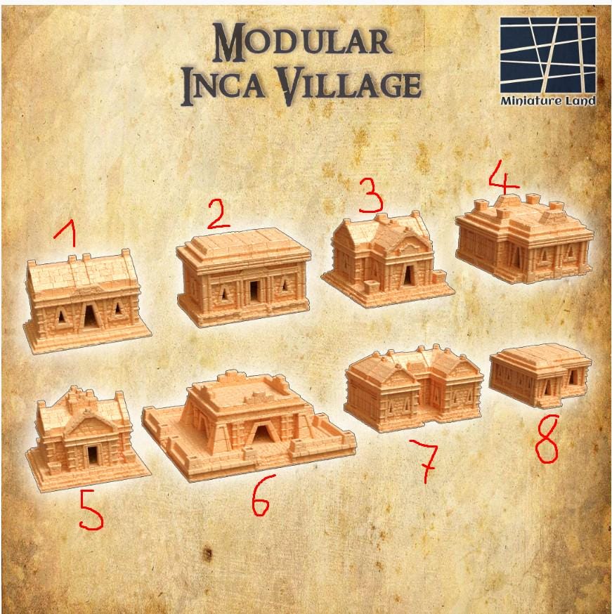 Modular Inca Village - Tabletop Terrain - 28 MM, Tabletop 3D Printed Terrain by MiniatureLand, Perfect for Wargaming and RPGs
