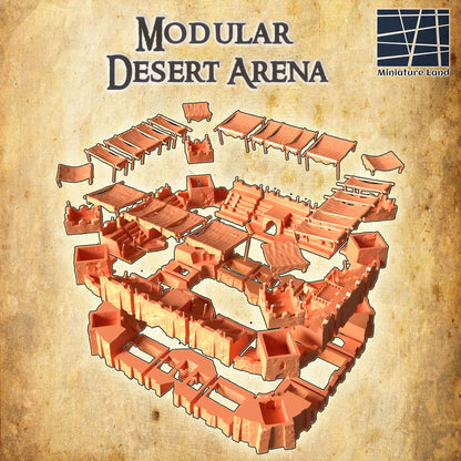 Small Desert Arena - Tabletop Terrain - 28 MM, Tabletop 3D Printed Terrain by MiniatureLand, Perfect for Wargaming and RPGs