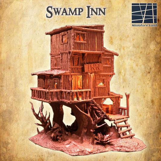 Swamp Inn - Tabletop Terrain - 28 MM, Tabletop 3D Printed Terrain by MiniatureLand, Perfect for Wargaming and RPGs