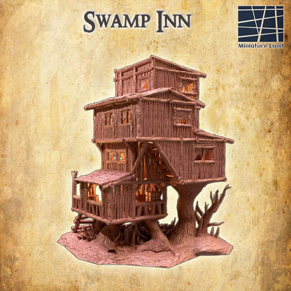 Swamp Inn - Tabletop Terrain - 28 MM, Tabletop 3D Printed Terrain by MiniatureLand, Perfect for Wargaming and RPGs