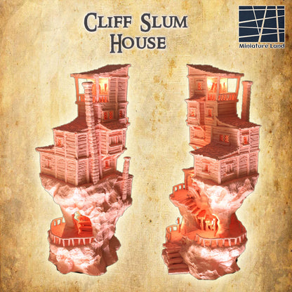 Cliff Slum House - Tabletop Terrain - 28 MM, Tabletop 3D Printed Terrain by MiniatureLand, Perfect for Wargaming and RPGs