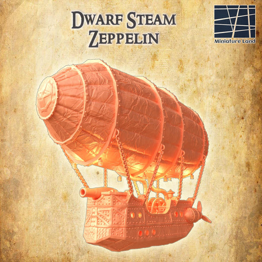 Dwarf Steam Zeppelin - Tabletop Terrain - 28 MM, Tabletop 3D Printed Terrain by MiniatureLand, Perfect for Wargaming and RPGs