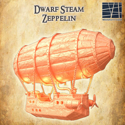 Dwarf Steam Zeppelin - Tabletop Terrain - 28 MM, Tabletop 3D Printed Terrain by MiniatureLand, Perfect for Wargaming and RPGs