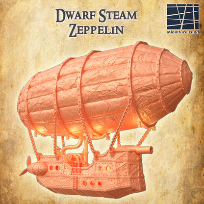 Dwarf Steam Zeppelin - Tabletop Terrain - 28 MM, Tabletop 3D Printed Terrain by MiniatureLand, Perfect for Wargaming and RPGs