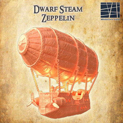 Dwarf Steam Zeppelin - Tabletop Terrain - 28 MM, Tabletop 3D Printed Terrain by MiniatureLand, Perfect for Wargaming and RPGs