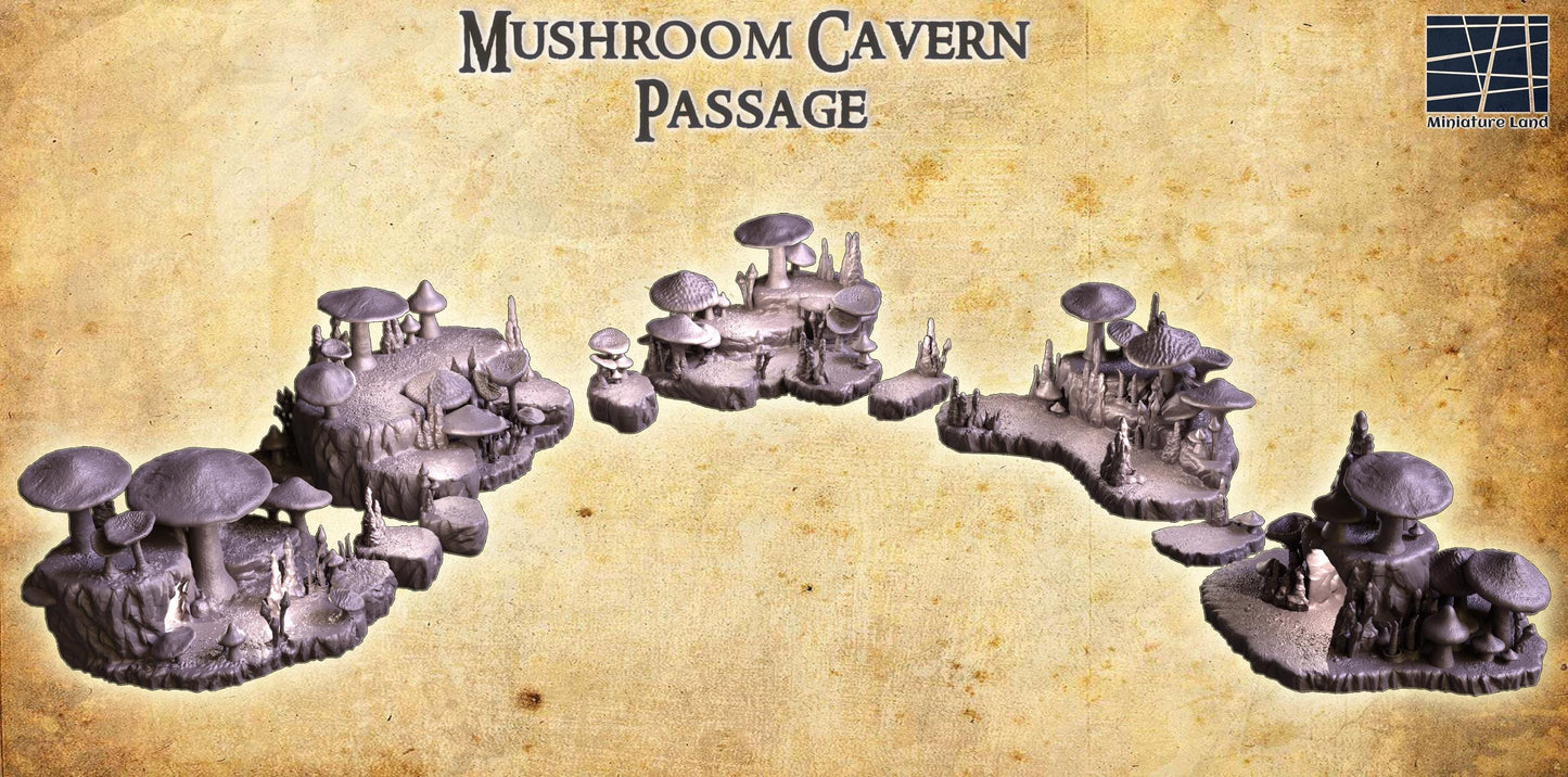 Mushroom Cavern Passage - Tabletop Terrain - 28 MM, Tabletop 3D Printed Terrain by MiniatureLand, Perfect for Wargaming and RPGs