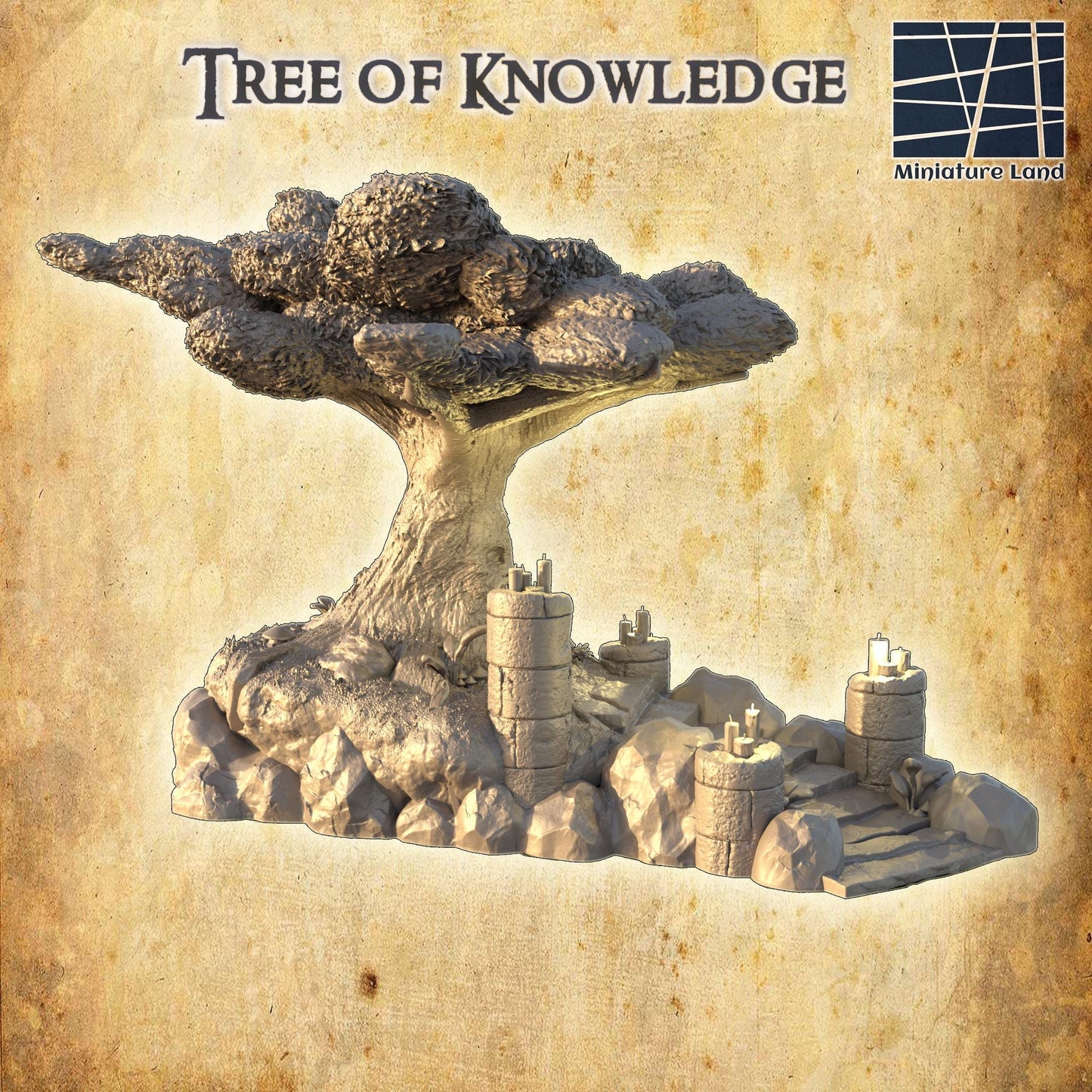Tree of Knowledge - Tabletop Terrain - 28 MM, Tabletop 3D Printed Terrain by MiniatureLand, Perfect for Wargaming and RPGs
