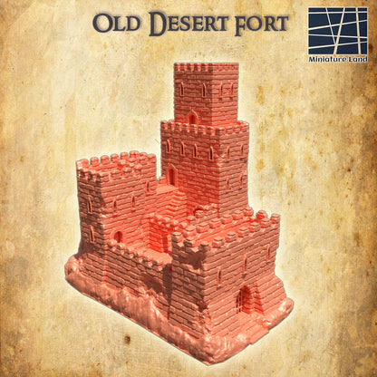 Old Desert Fort - Tabletop Terrain - 28 MM, Tabletop 3D Printed Terrain by MiniatureLand, Perfect for Wargaming and RPGs