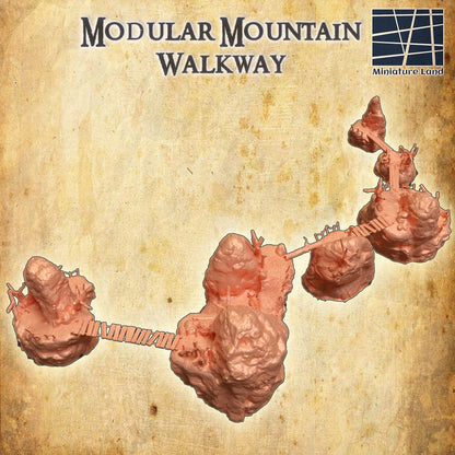 Modular Mountain Walkway - Tabletop Terrain - 28 MM, Tabletop 3D Printed Terrain by MiniatureLand, Perfect for Wargaming and RPGs