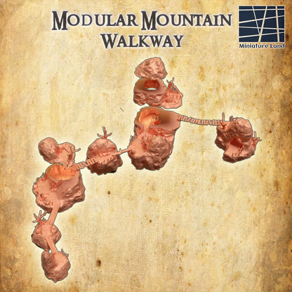 Modular Mountain Walkway - Tabletop Terrain - 28 MM, Tabletop 3D Printed Terrain by MiniatureLand, Perfect for Wargaming and RPGs