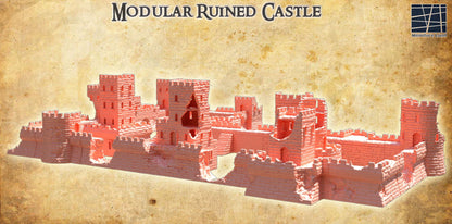 Modular Ruined Castle - Tabletop Terrain - 28 MM, Tabletop 3D Printed Terrain by MiniatureLand, Perfect for Wargaming and RPGs