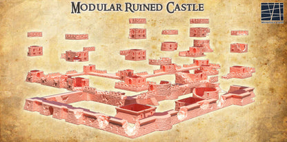 Modular Ruined Castle - Tabletop Terrain - 28 MM, Tabletop 3D Printed Terrain by MiniatureLand, Perfect for Wargaming and RPGs
