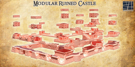 Modular Ruined Castle - Tabletop Terrain - 28 MM, Tabletop 3D Printed Terrain by MiniatureLand, Perfect for Wargaming and RPGs