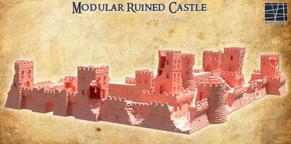 Modular Ruined Castle - Tabletop Terrain - 28 MM, Tabletop 3D Printed Terrain by MiniatureLand, Perfect for Wargaming and RPGs