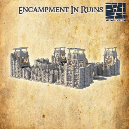 Encampment in Ruins - Tabletop Terrain - 28 MM, Tabletop 3D Printed Terrain by MiniatureLand, Perfect for Wargaming and RPGs