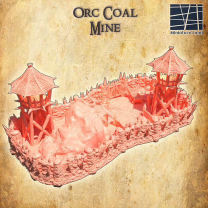 Orc Coal Mine - Tabletop Terrain - 28 MM, Tabletop 3D Printed Terrain by MiniatureLand, Perfect for Wargaming and RPGs