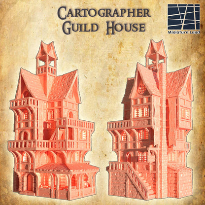 Cartographer Guild House - Tabletop Terrain - 28 MM, Tabletop 3D Printed Terrain by MiniatureLand, Perfect for Wargaming and RPGs