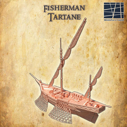 Fisherman Tartane - Tabletop Terrain - 28 MM, Tabletop 3D Printed Terrain by MiniatureLand, Perfect for Wargaming and RPGs