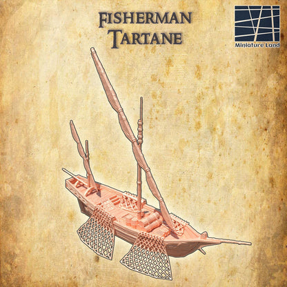 Fisherman Tartane - Tabletop Terrain - 28 MM, Tabletop 3D Printed Terrain by MiniatureLand, Perfect for Wargaming and RPGs