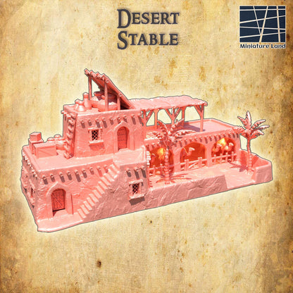 Desert Stable - Tabletop Terrain - 28 MM, Tabletop 3D Printed Terrain by MiniatureLand, Perfect for Wargaming and RPGs