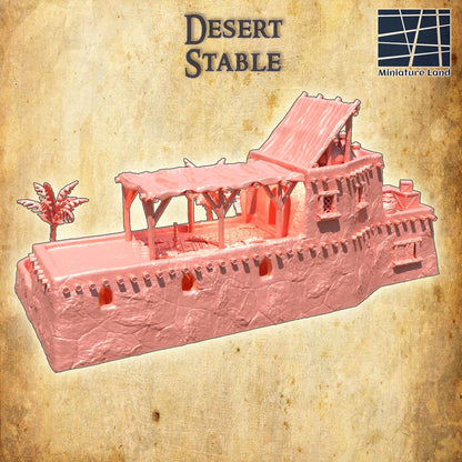 Desert Stable - Tabletop Terrain - 28 MM, Tabletop 3D Printed Terrain by MiniatureLand, Perfect for Wargaming and RPGs