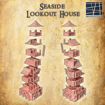 Seaside Lookout House - Tabletop Terrain - 28 MM, Tabletop 3D Printed Terrain by MiniatureLand, Perfect for Wargaming and RPGs
