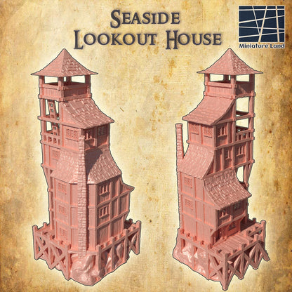 Seaside Lookout House - Tabletop Terrain - 28 MM, Tabletop 3D Printed Terrain by MiniatureLand, Perfect for Wargaming and RPGs