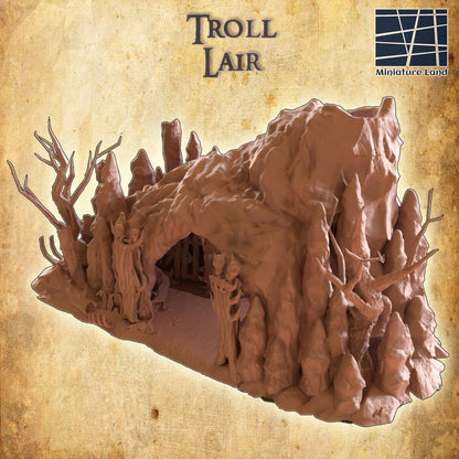 Troll Lair - Tabletop Terrain - 28 MM, Tabletop 3D Printed Terrain by MiniatureLand, Perfect for Wargaming and RPGs