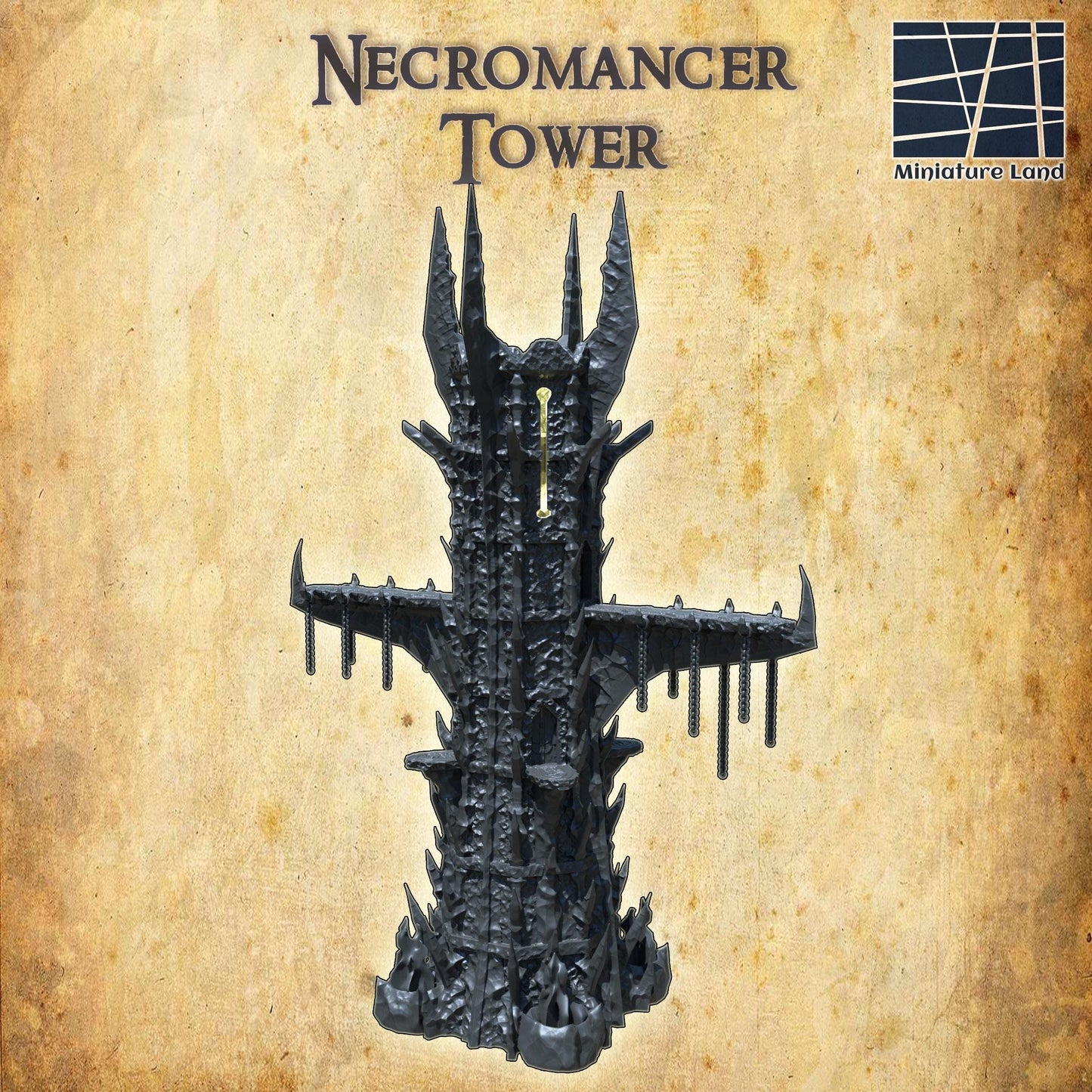 Necromancer Tower - Tabletop Terrain - 28 MM, Tabletop 3D Printed Terrain by MiniatureLand, Perfect for Wargaming and RPGs