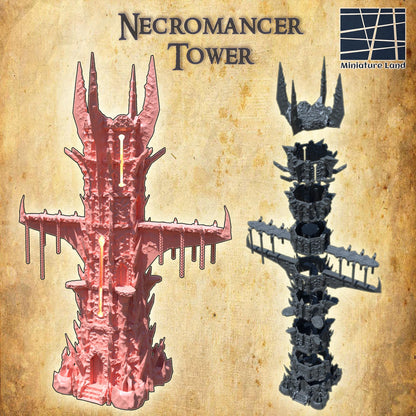 Necromancer Tower - Tabletop Terrain - 28 MM, Tabletop 3D Printed Terrain by MiniatureLand, Perfect for Wargaming and RPGs