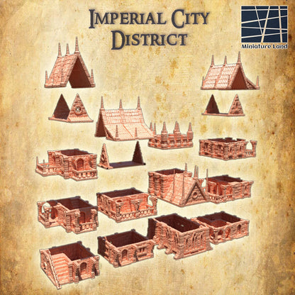 Imperial City District - Tabletop Terrain - 28 MM, Tabletop 3D Printed Terrain by MiniatureLand, Perfect for Wargaming and RPGs