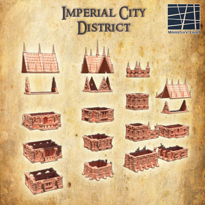 Imperial City District - Tabletop Terrain - 28 MM, Tabletop 3D Printed Terrain by MiniatureLand, Perfect for Wargaming and RPGs