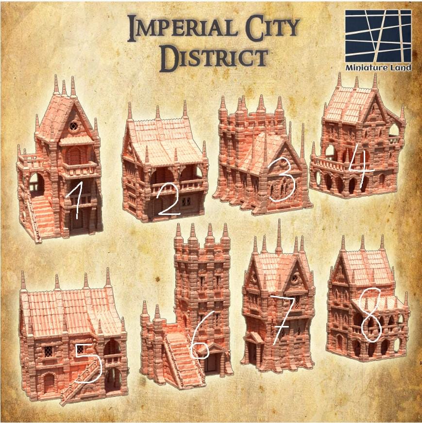 Imperial City District - Tabletop Terrain - 28 MM, Tabletop 3D Printed Terrain by MiniatureLand, Perfect for Wargaming and RPGs