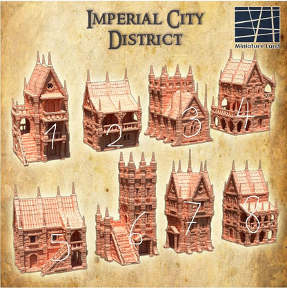 Imperial City District - Tabletop Terrain - 28 MM, Tabletop 3D Printed Terrain by MiniatureLand, Perfect for Wargaming and RPGs