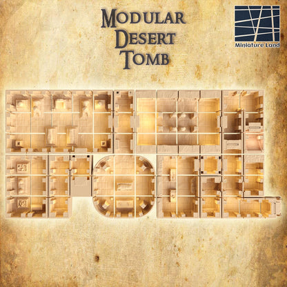 Modular Desert Tomb - Tabletop Terrain - 28 MM 3D Printed Terrain by MiniatureLand, Perfect for Wargaming and RPGs