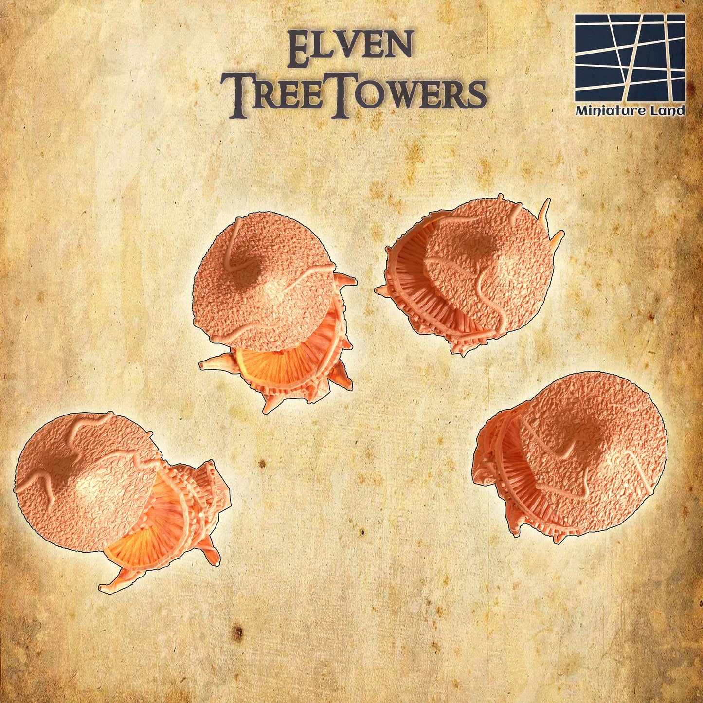 Elven TreeTowers - Tabletop Terrain - 28 MM, Tabletop 3D Printed Terrain by MiniatureLand, Perfect for Wargaming and RPGs