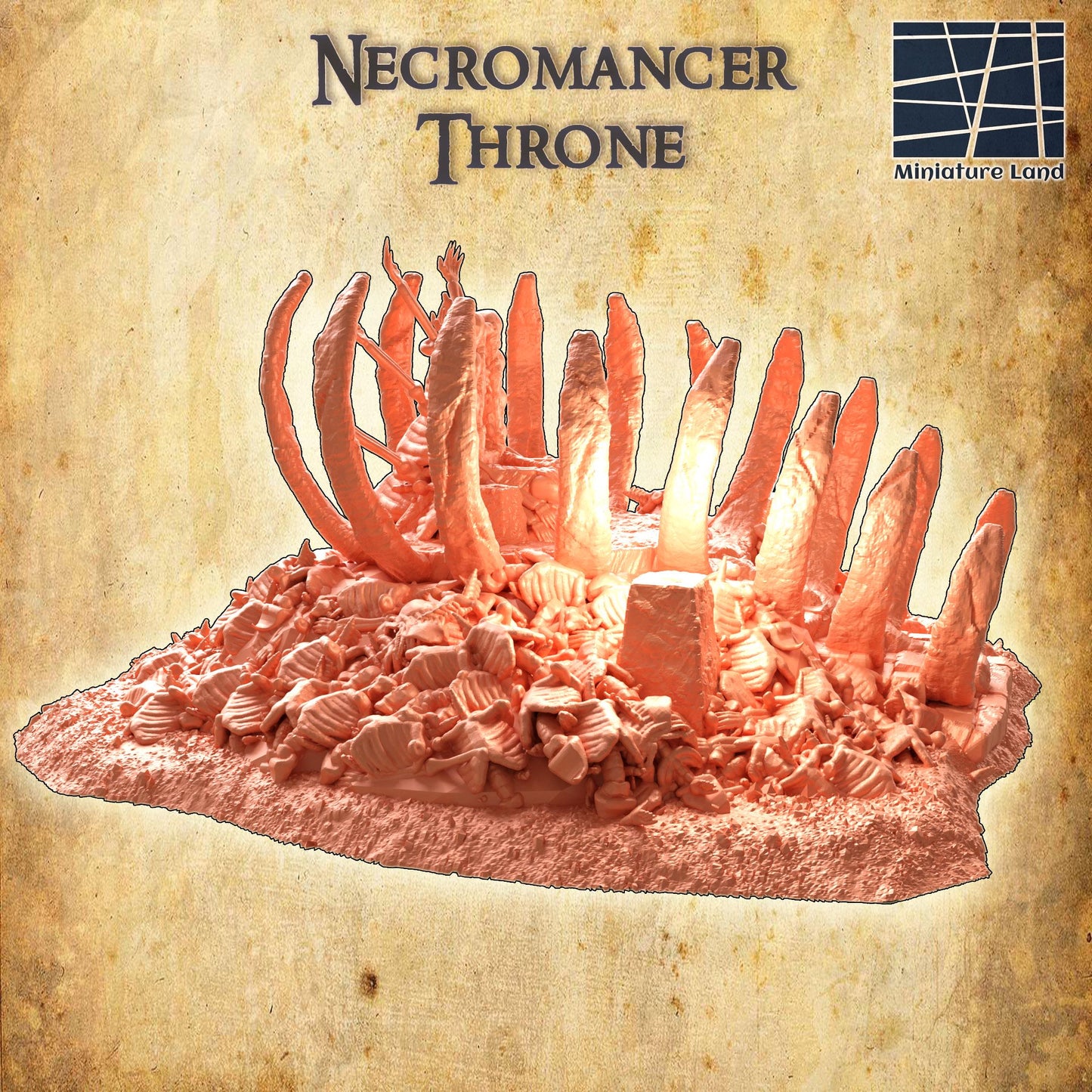 Necromancer Throne - Tabletop Terrain - 28 MM, Tabletop 3D Printed Terrain by MiniatureLand, Perfect for Wargaming and RPGs