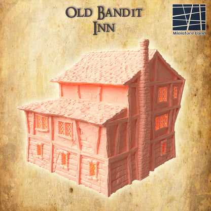 Old Bandit Inn - Tabletop Terrain - 28 MM, Tabletop 3D Printed Terrain by MiniatureLand, Perfect for Wargaming and RPGs