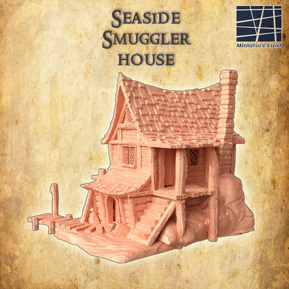 Seaside Smuggler House- Tabletop Terrain - 28 MM, Tabletop 3D Printed Terrain by MiniatureLand, Perfect for Wargaming and RPGs