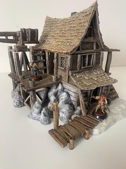 Seaside Smuggler House- Tabletop Terrain - 28 MM, Tabletop 3D Printed Terrain by MiniatureLand, Perfect for Wargaming and RPGs