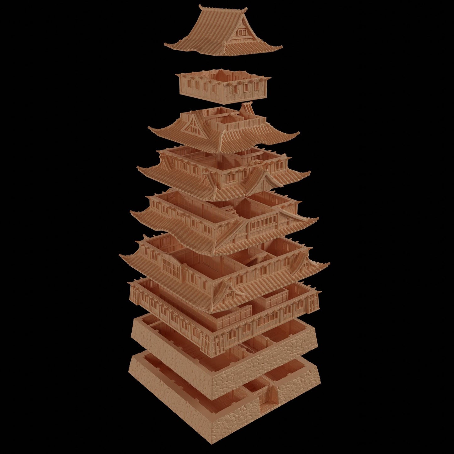 Samurai Castle - Tabletop Terrain - 28 MM, Tabletop 3D Printed Terrain by MiniatureLand, Perfect for Wargaming and RPGs