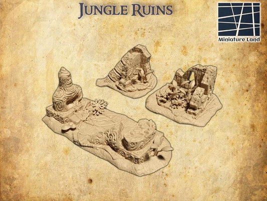 Jungle Ruin - Tabletop Terrain - 28 MM, Tabletop 3D Printed Terrain by MiniatureLand, Perfect for Wargaming and RPGs