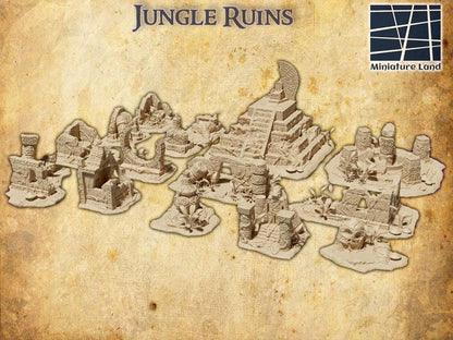 Jungle Ruin - Tabletop Terrain - 28 MM, Tabletop 3D Printed Terrain by MiniatureLand, Perfect for Wargaming and RPGs