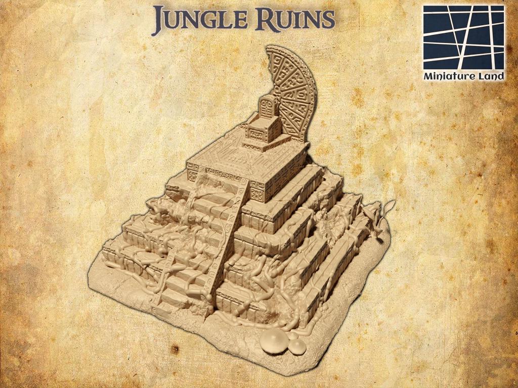 Jungle Ruin - Tabletop Terrain - 28 MM, Tabletop 3D Printed Terrain by MiniatureLand, Perfect for Wargaming and RPGs
