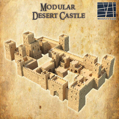 Modular Desert Castle - Tabletop Terrain - 28 MM, Tabletop 3D Printed Terrain by MiniatureLand, Perfect for Wargaming and RPGs