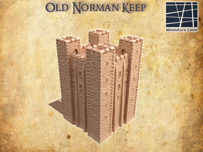 Old Norman Keep - Tabletop Terrain - 28 MM, Tabletop 3D Printed Terrain by MiniatureLand, Perfect for Wargaming and RPGs