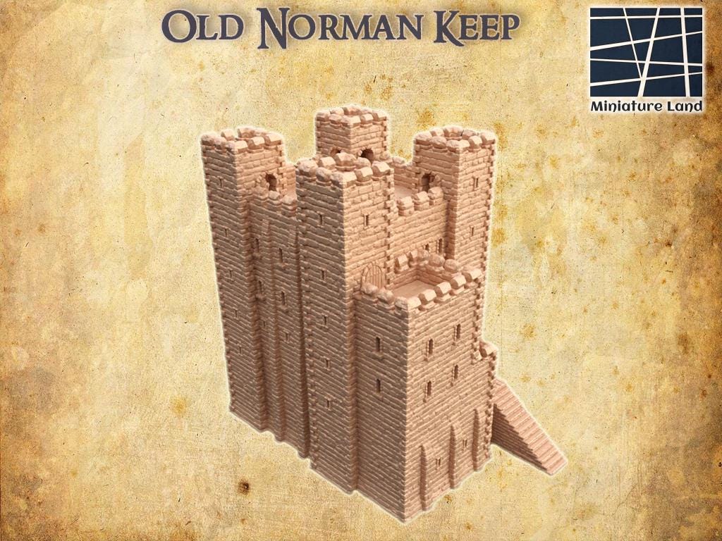 Old Norman Keep - Tabletop Terrain - 28 MM, Tabletop 3D Printed Terrain by MiniatureLand, Perfect for Wargaming and RPGs